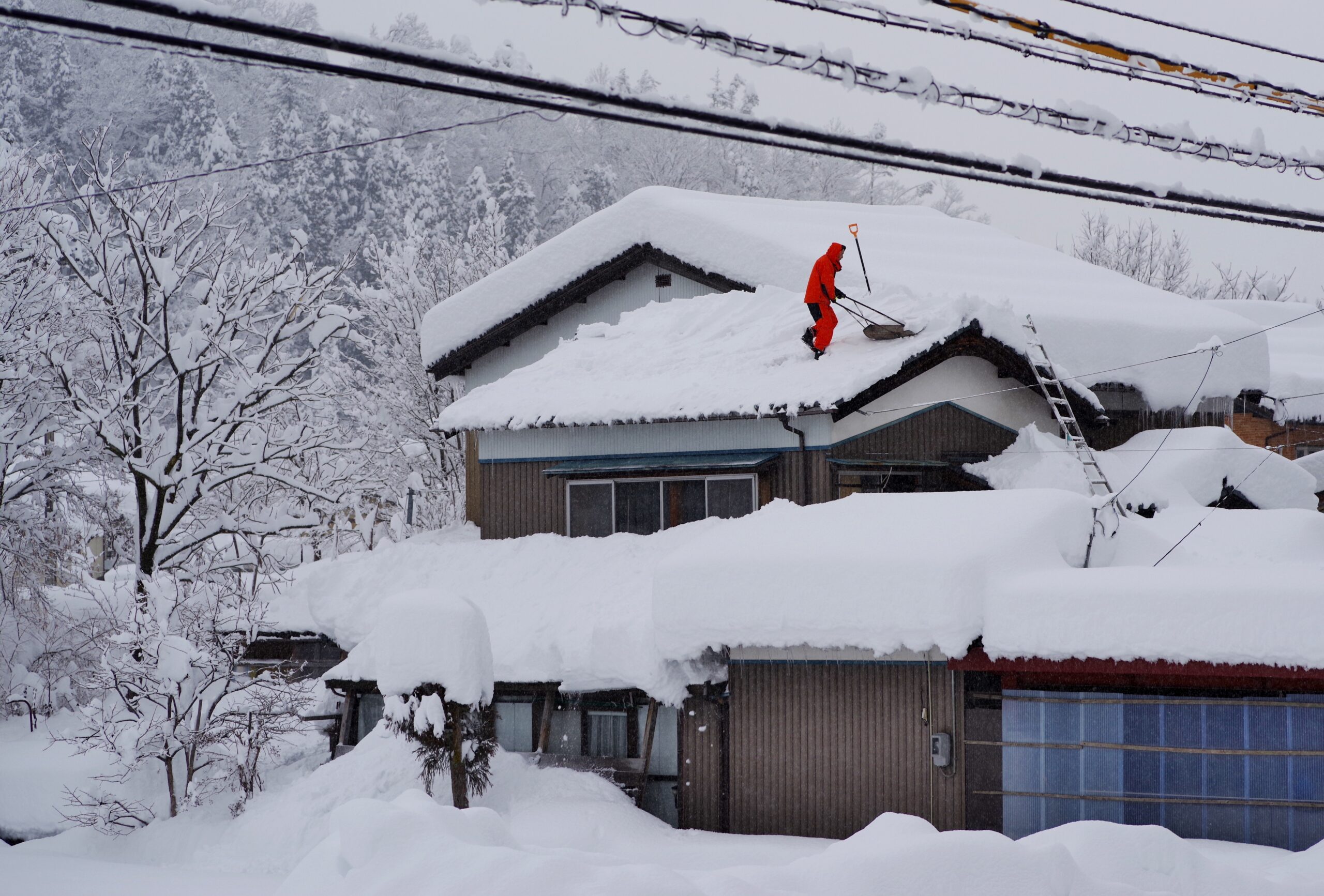 雪にかぶる家